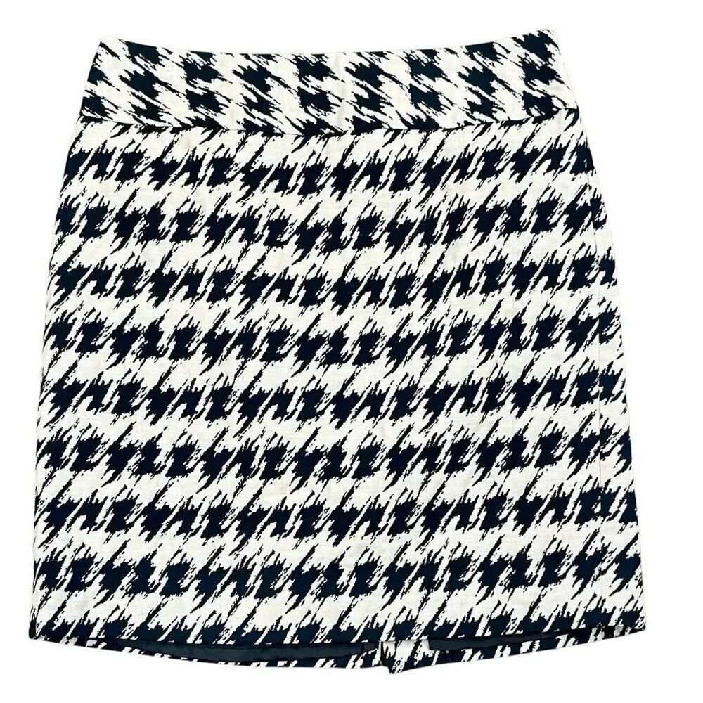 Ann Taylor Petite Beige Houndstooth Mini Skirt 4P